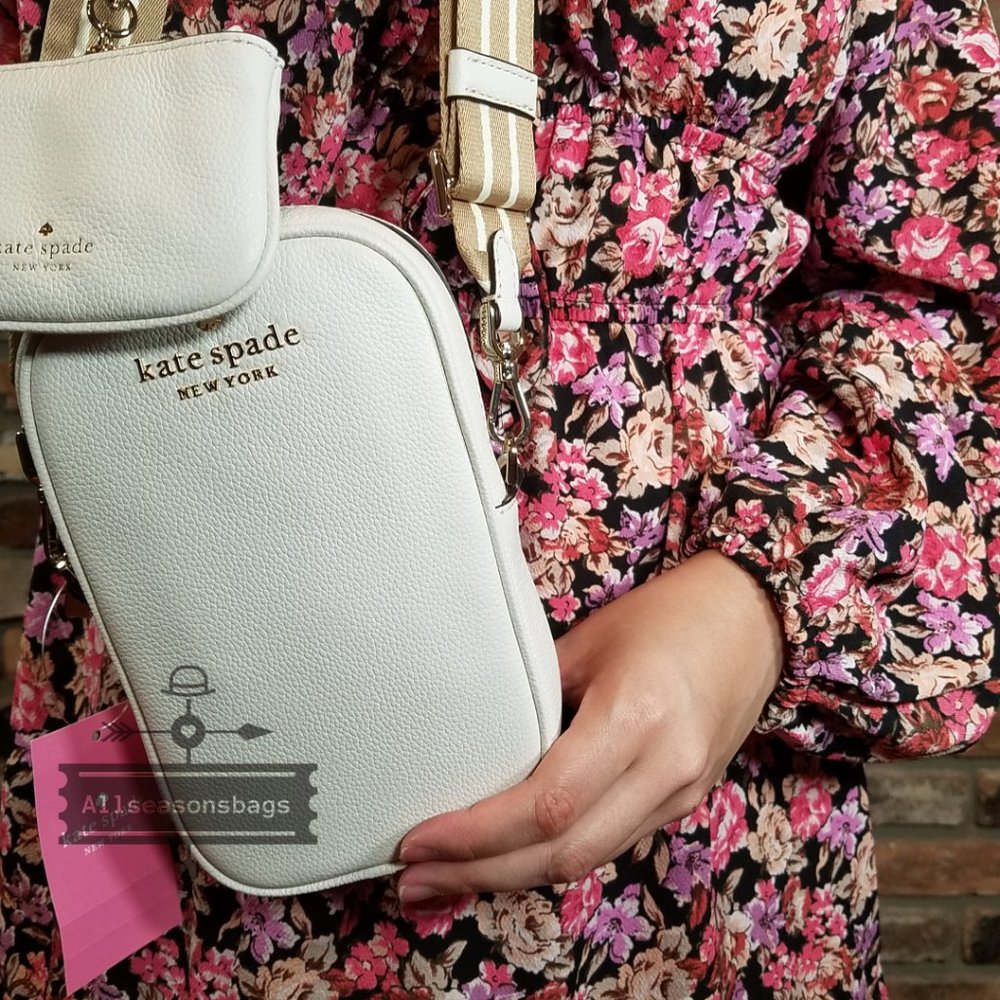 NWT Kate Spade Rosie Pebbled Leather North South Phone Zip Crossbody WHITE - Picture 6 of 6